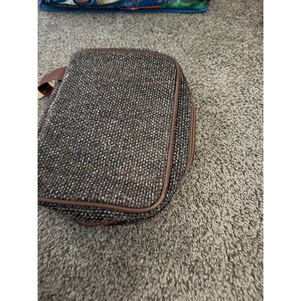 Jaguar J.C. Penney Brown Tweed Toiletry Bag Travel Dopp Kit Organizer RN 93677